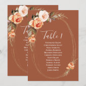 Terracotta Fall Floral Tischnummer Seekarte (Vorne/Hinten)
