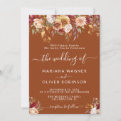 Terracotta Fall Floral Wedding Einladung (Vorderseite)