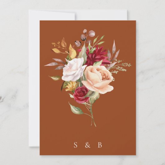 Terracotta Fall Floral Wedding Einladung (Rückseite)