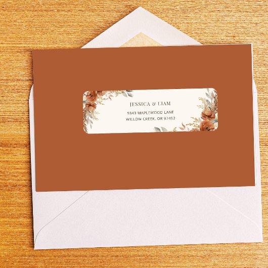 Terracotta Fall Floral Wedding Mail Rücksendeadres