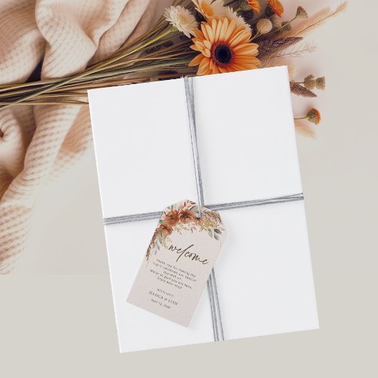 Terracotta Fall Floral Wedding Welcome Bag Geschenkanhänger