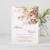 Terracotta fall florale Hochzeit Einladung (Stehend Vorderseite)