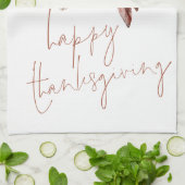 Terracotta Fall Florals Script Happy Thanksgiving Geschirrtuch (Gefaltet)
