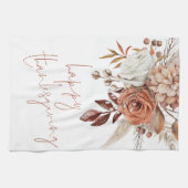 Terracotta Fall Florals Script Happy Thanksgiving Geschirrtuch (Horizontal)