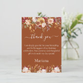 Terracotta Fall Foliage Blume Danke Karte (Stehend Vorderseite)