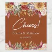 Terracotta Fall Foliage Blume Hochzeit Weinetikett (Einzelnes Label)