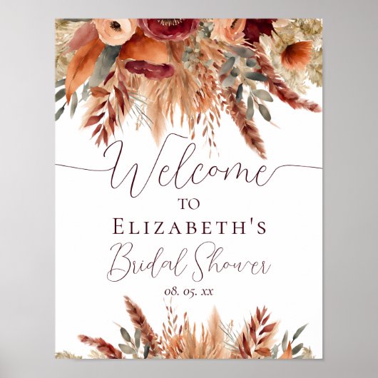 Terracotta Fall Getrocknete Blume Pampas Gras Will Poster (Vorne)