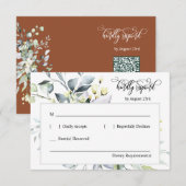 Terracotta Fall Green Blätter QR Code Response Car RSVP Karte (Vorne/Hinten)