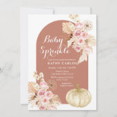 Terracotta Fall Pampas grass & Pumpkin Einladung (Vorderseite)