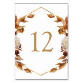 Terracotta Fall Watercolor Leaves Wedding Tischnummer (Rückseite)