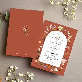 Terracotta Fall Wildblume Boho Garden Hochzeit Einladung