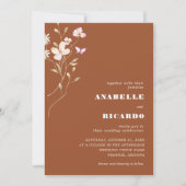 Terracotta Fall Wildblumen Foto QR Code Hochzeit Einladung (Vorderseite)