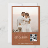 Terracotta Fall Wildblumen Foto QR Code Hochzeit Einladung (Rückseite)