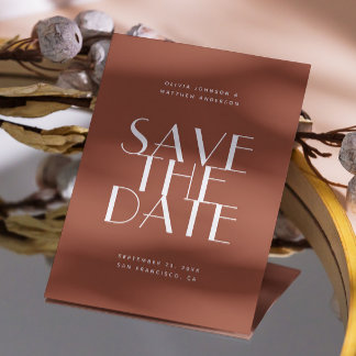 Terracotta fallen moderne minimalistische QR-Code  Save The Date