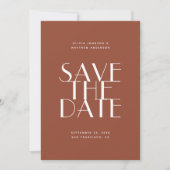 Terracotta fallen moderne minimalistische QR-Code  Save The Date (Vorderseite)