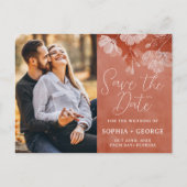 Terracotta fallflorale Save the Date Posta Postkarte (Vorderseite)