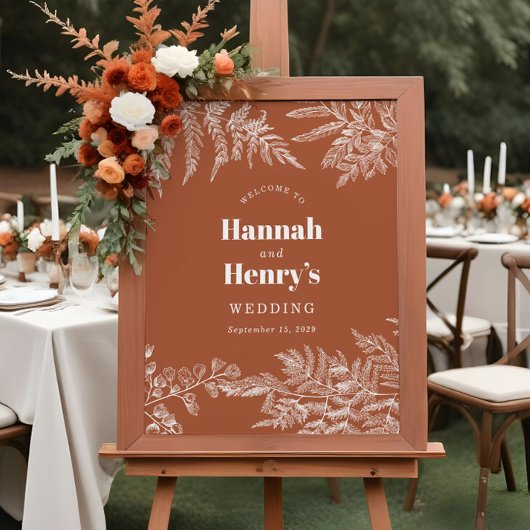 Terracotta Fern Woodland Wedding Willkommenszeiche Poster