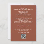 Terracotta fett gedruckte Typografie HochzeitQR-Co Einladung (Rückseite)