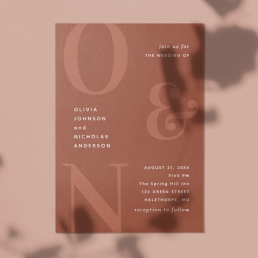 Terracotta fett gedruckte Typografie HochzeitQR-Co Einladung