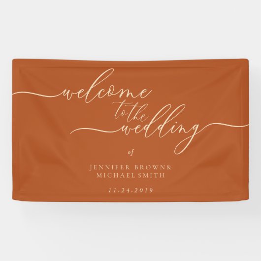 Terracotta Flag Welcome to the wedding Banner (Horizontal)