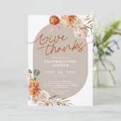Terracotta Flora Erntedank Dinner Einladung (Stehend Vorderseite)