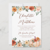 Terracotta Flora Herbstkürbis Hochzeit Einladung (Vorderseite)