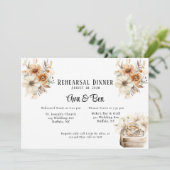 Terracotta Flora Hochzeitsring Probe Abendessen Einladung (Stehend Vorderseite)