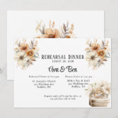 Terracotta Flora Hochzeitsring Probe Abendessen Einladung (Vorne/Hinten)