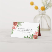 Terracotta Flora Weihnachtsfeiertag Pine Bough Wed Platzkarte (Rückseite)