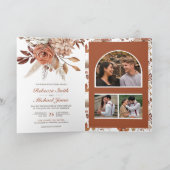 Terracotta Floral All in One QR Code Wedding Einladung (Innenseite)