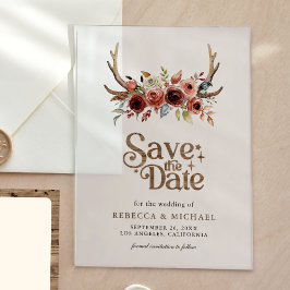 Terracotta Floral Antlers Wedding Save the Date Acryleinladungen