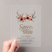 Terracotta Floral Antlers Wedding Save the Date Acryleinladungen (Insitu (Handheld))