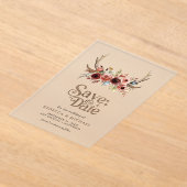 Terracotta Floral Antlers Wedding Save the Date Acryleinladungen (Ablage )