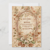 Terracotta Floral Art Nouveau Wedding Einladung (Vorderseite)