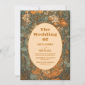 Terracotta Floral Art Nouveau Wedding Einladung (Vorderseite)