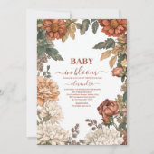 Terracotta Floral Baby in Bloom Baby Dusche Einladung (Vorderseite)