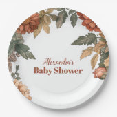 Terracotta Floral Baby in Bloom Baby Dusche Pappteller (Vorderseite)