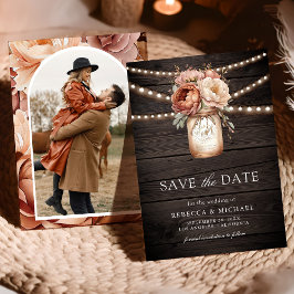 Terracotta Floral Barn Holz Foto Hochzeit Save The Date