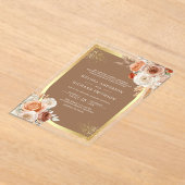 Terracotta Floral Beige Gold Wedding Acryleinladungen (Ablage )