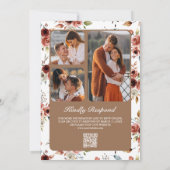 Terracotta Floral Beige Tan QR Code Wedding Einladung (Rückseite)