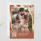 Terracotta Floral Black Gold QR Code Foto Hochzeit Save The Date (Rückseite)