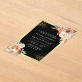 Terracotta Floral Black Gold Wedding Acryleinladungen (Ablage )