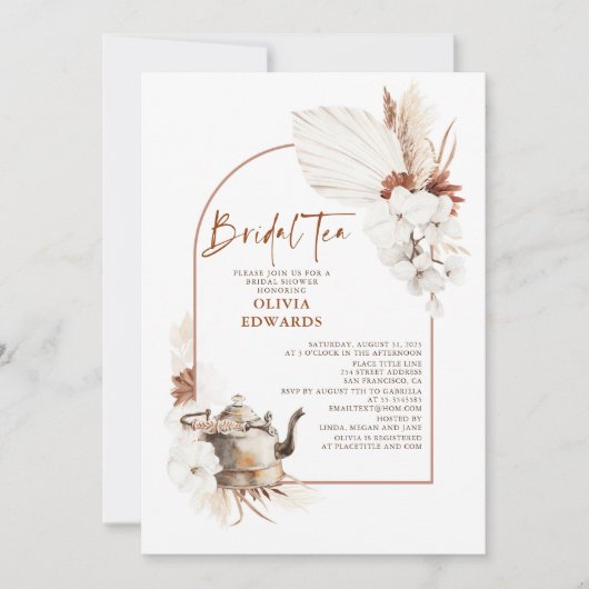 Terracotta Floral Boho Brautparty Teatro Sociale B Einladung (Vorderseite)