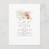 Terracotta Floral Boho Exotic Save the Date Ankündigungspostkarte (Vorderseite)