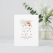 Terracotta Floral Boho Exotic Save the Date Ankündigungspostkarte (Stehend Vorderseite)