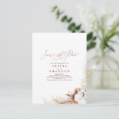 Terracotta Floral Boho Exotic Save the Date Ankündigungspostkarte (Stehend Vorderseite)