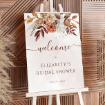 Terracotta Floral Boho Fall Brautparty Willkommen Poster<br><div class="desc">Modernes böhmisches Brautparty-Willkommensschild mit Aquarellfarben-Blume und Herbstlauben in Erdtönen wie Rostbraun,  Bronzeorange und Terrakotta. Perfekte Wahl für Herbsthochzeiten.</div>