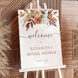 Terracotta Floral Boho Fall Brautparty Willkommen Poster