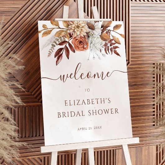 Terracotta Floral Boho Fall Brautparty Willkommen Poster