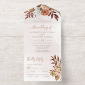 Terracotta Floral Boho Fall Foliage All-in-One-Einladung (Innenseite)